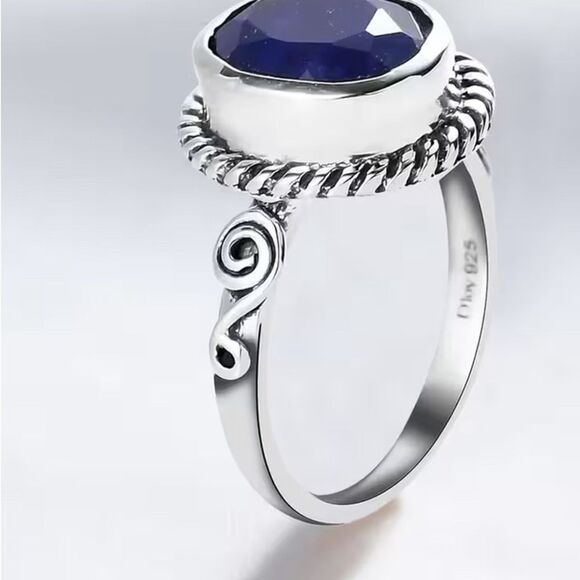 Artisan Crafted Lapis Lazuli 3.00 ctw Solitaire Ring in Sterling Silver 9 - Picture 12 of 13